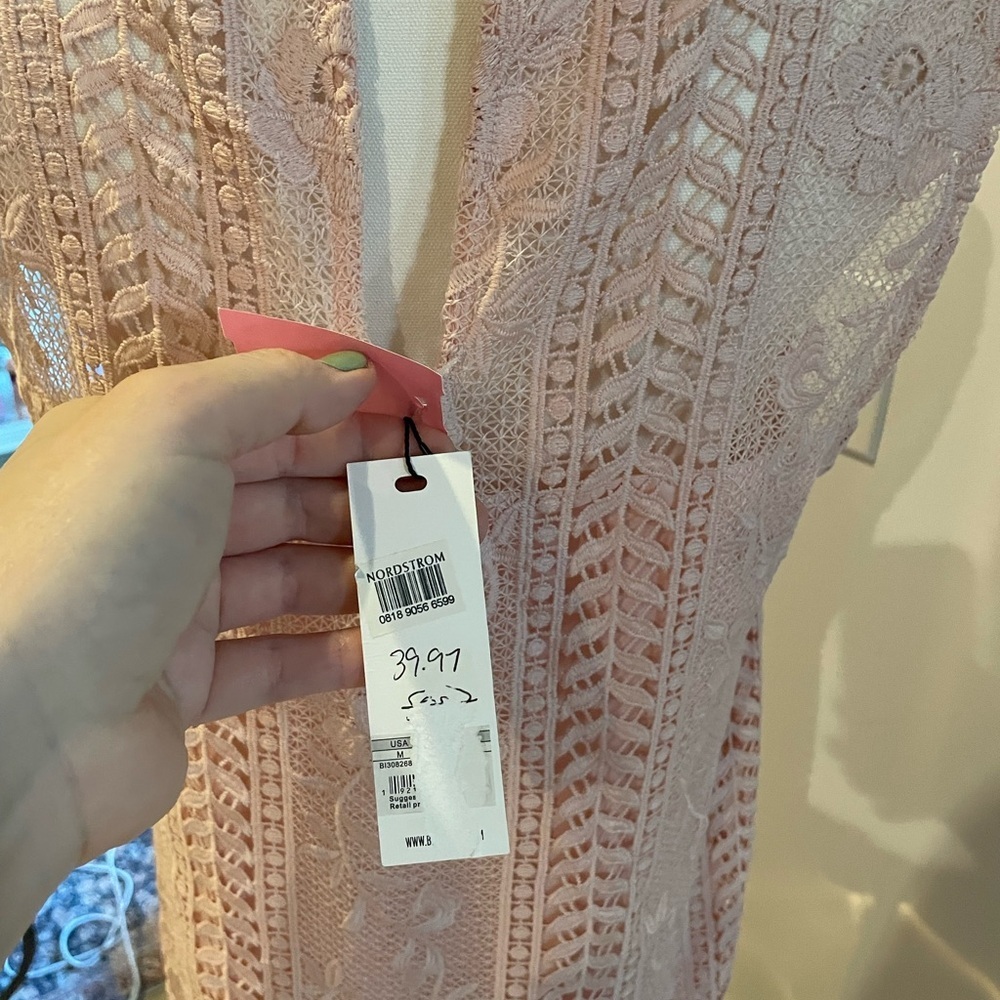 BB Dakota Sheri Pink Lace Sleeveless Dress NWT Medium - Picture 6 of 7